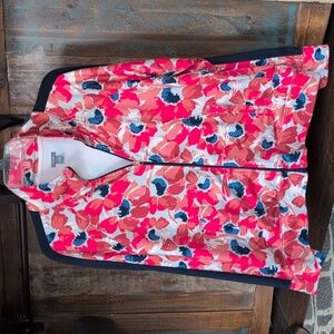 Aerie Floral Print Full Zip Track Jacket Navy Side Panel - Women's Large